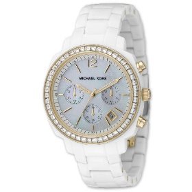 Michael Kors Quartz, Mother of Pearl Dial with White Acrylic Band - Womens Watch MK5187