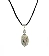 Necklace - N57 - Genuine Semi Precious Gemstone on Black Velvet Flock Cord + 2" Extension Chain - Oval Shape ~ Black Spot Jade