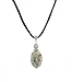 Necklace - N57 - Genuine Semi Precious Gemstone on Black Velvet Flock Cord + 2" Extension Chain - Oval Shape ~ Black Spot Jade