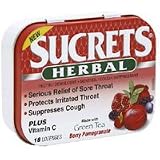 Sucrets Sore Throat Herbal Lozenges, Green Tea Berry Pomegranate - 18 Ea