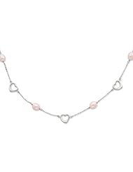 Sterling Silver 17in 7-8mm Pink Freshwater Cultured Pearl w/ 2in ext. Necklace.