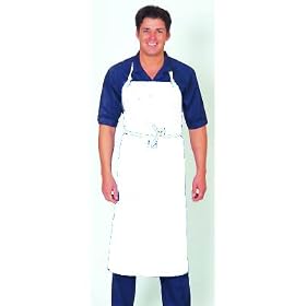Waterproof PVC Heavy Duty Bib Apron., WHITE