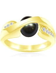 0.14 Cts Diamond & 7 mm Pearl Ring in 14K Yellow Gold