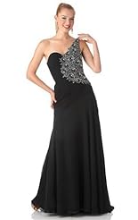 Chiffon/Taffeta/Tulle Mermaid Beaded Crystals Applique Lace Crystal One Shoulder Evening Dress 