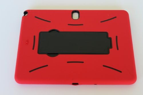 Microseven® Ruggled Impact Armor Kickstand Dual Layer Case Cover For Samsung Galaxy Note 10.1" 2014 Edition P605 P600 with Microseven® Packaging (Red/Black)