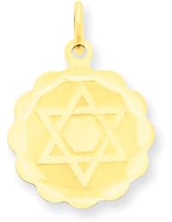 14k Solid Star of David Disc Charm