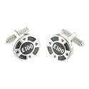 Mens Designer Fashion Cufflinks - Poker Chip &pound;100 - For the Gambler