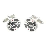 Poker Chip £100 for the Gambler / Gambling Man - Mens Gents Novelty Designer Fashion Cufflinks - Includes Gift Box