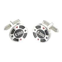 Mens Designer Fashion Cufflinks - Poker Chip £100 - For the Gambler