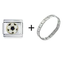 Golden Italian Charm Bracelet Soccer Ball Gold