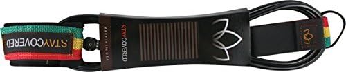 Stay Covered Deluxe Super Comp 5'6 Surfboard Leash Black/Rasta