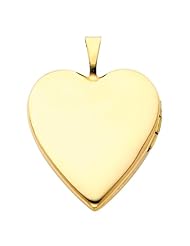 14K Yellow Gold Heart Locket Pendant (0.8" Inches or 20mm)