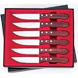 Slitzer 6pc Restaurant Style Jumbo Steak Knives With Dishwasher Safe Wood Handles