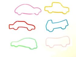 Shaped Rubber Bands Bracelets 12Pack Cars