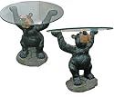 Willie Black Bear Holding Glass Coffee End Table, 22-inch