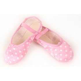 BABY BALLET SHOES PINK POLKA DOT SATIN size 5