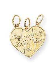 14k Break-apart Big Sis, Mom, Lil Sis Charm