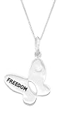 31ihooa7LSL. SL160  Sterling Silver .78 Butterfly with Cubic Zirconia Freedom Pendant, 18