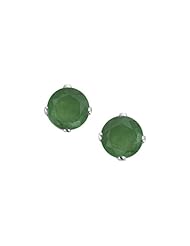 14K White Gold Prong Set 5 MM Natural Emerald Earring Studs