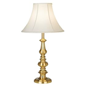 Satin Brass Finish Candlestick Base Table Lamp