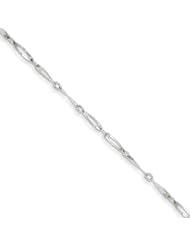 14k White Gold Polished Fancy Link Bracelet, Best Quality Free Gift Box Satisfaction Guaranteed