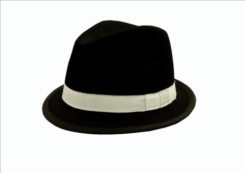 Barmah Hat Stingy Short Brim Fedora, Black with White Band