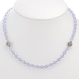 EXP Handmade Lavender Crystal & Antiqued Silver Beaded Necklace