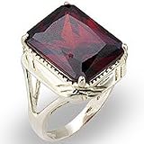 7.94 Carats Sterling Silver Deep Red CZ Ring