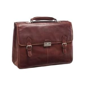 Chocolate Brown Tony Perotti Classic European Double Compartment Briefcases