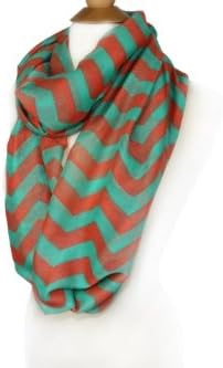 Chevron Fashion Infinity Scarf Loop Style Multi Color Women Girl's Shawl Wrap (CAYENNE-PLACID BLUE)