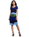 BCBGMAXAZRIA Women's Noah Round Neck Striped Dress