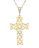 Solid yellow gold open Celtic cross pendant and chain