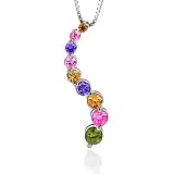 Sterling Silver Multicolor CZ Journey Pendant with 18 Chain