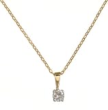 9ct Yellow Gold 10pt Single Stone Diamond Pendant on 18 Trace Chain