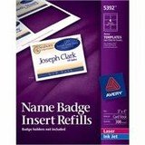 AVE5392 - White Name Badge Inserts For Laser Printers