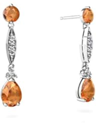 Genuine Fire Opal 14kt White Gold Dangle Drop Earrings