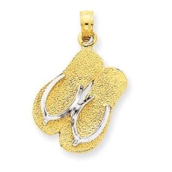 14k Gold & Rhodium Large Double Flip-Flop Pendant