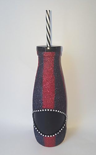 Red and Black Glass Milk Bottle (With Straw)