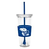 NCAA Kansas Jayhawks 22 Ounce Insulated Tumbler with Rubber Sleeve and Stir Straw