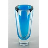 Glass Vase Blue Faceted Cute Fabulous 100% Handblown Art X466