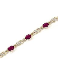 14kt Yellow Gold Oval Ruby and Diamond Bracelet