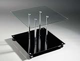2-Tier Coffee Side End Table on Wheels in Clear and Black Glass with Chrome Finish Legs 31ij mxgZuL. SL160