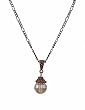 Necklace - N450 - Faceted Fire Polished Crystal Glass Ball Hung on Antique Copper Tone Necklace - 16" ~ Light Colorado Topaz AB (Iridescent)
