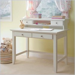 Home Styles Naples Student Desk and Hutch Set in White Finish