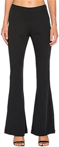 Haolicheng Women's Causal Loose Fit Comfy Fold Down Waist Wide Leg Pants Black S