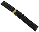 18mm Morellato Genuine Leather Double Padded Stitched Calfskin Black Watch Band Strap