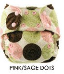 Blueberry Minky One Size Pocket Diapers - Snaps - Pink/Sage Dot