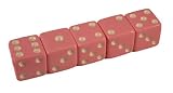 Set of 5 Dice 16mm Round Corners Opaque Pink