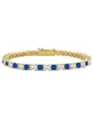 Sapphire and Diamond Tennis Bracelet 14K Yellow Gold 3.00 CT TGW
