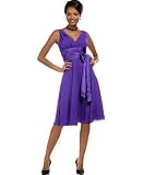 London Times V-Neck Sleeveless Silk Dress